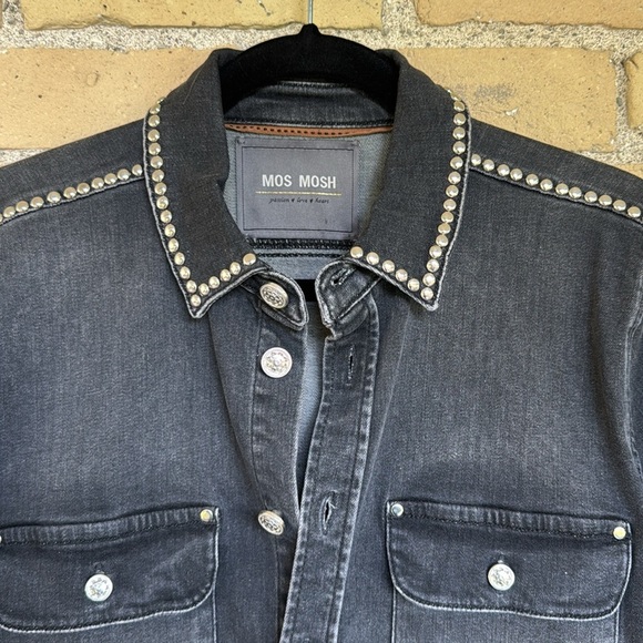 New Mos Mosh Black Denim Jacket with Stud Accents - Picture 2 of 8